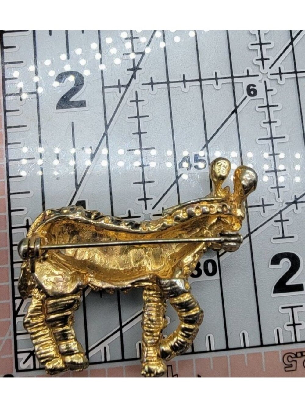 Designer Zebra Brooch Gold Tone Black Enamel Strips Vintage Safari Animal Pin - Picture 7 of 7
